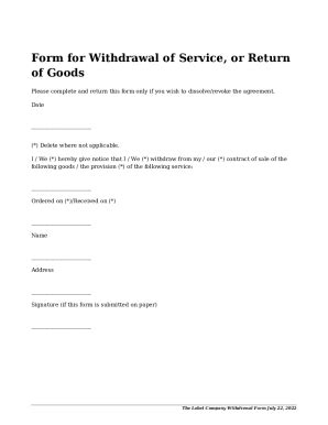 Fillable Online Withdrawal Form The Label Company Fax Email Print