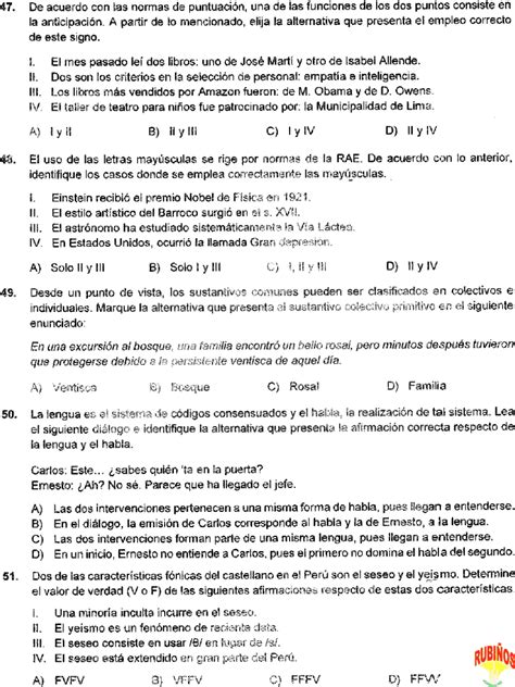 Examen San Marcos Rea B Solucionario Prueba Admisi N