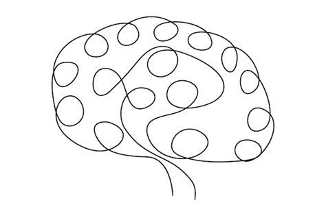 Dessin Continu Dune Ligne Du Cerveau Humain Dessiné à La Main Dans Le Style Du Minimalisme