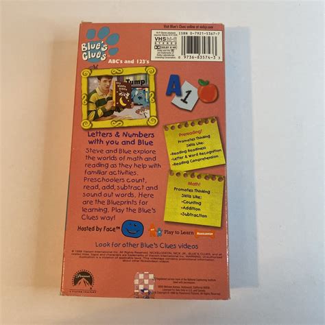 Vintage Blue S Clues Play Along With Blue ABC S And 123 S VHS 1999