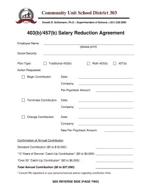 Fillable Online B B Salary Reduction Agreement Fax Email Print