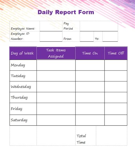 Daily Report Sheet Template - Navigatecenter