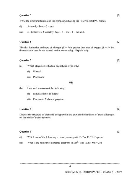 Isc Class 11 Chemistry Specimen Paper 2024 Pdf