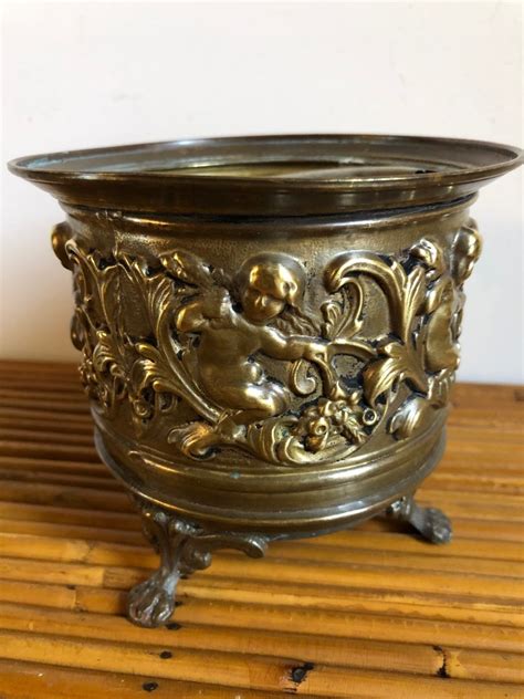 Proantic Pair Of Repouss Brass Planter