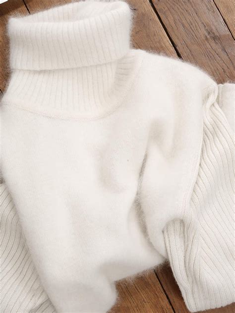 Louise Paris Vintage Pull Col Roul En Mohair En Laine Blanc Neige