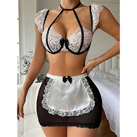 Traje De Empregada Kawaii Para Mulheres Lingerie Er Tica De Renda