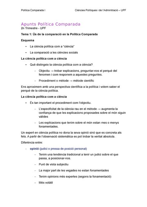 Apunts Política Comparada I Apunts Política Comparada 2n Trimestre