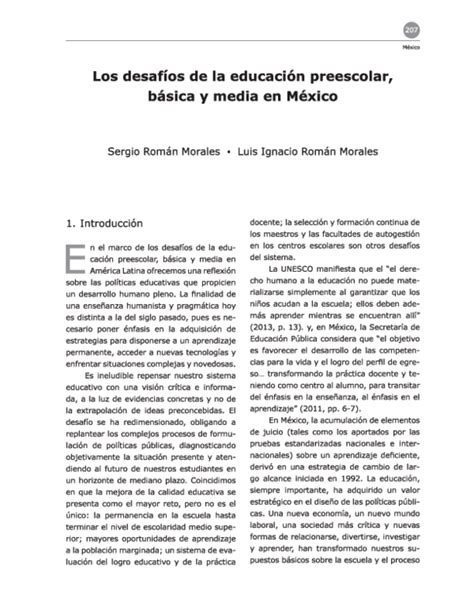 Pdf Los Desafíos De La Educación Preescolar Básica Y Media En México