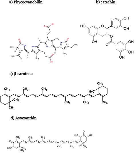 Chemical Structure Of Some Carotenoids A Phycocyanobilin B Catechin