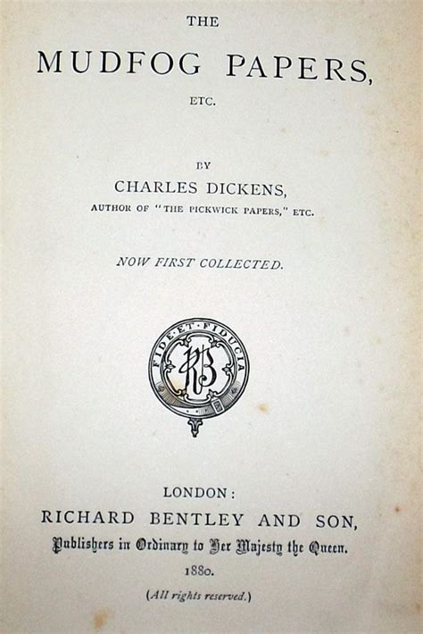 THE MUDFOG PAPERS By DICKENS Charles Good Hardcover 1880 1st