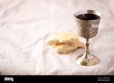 Unleavened Bread Chalice Of Wine Silver Kiddush Wine Cup On Canva