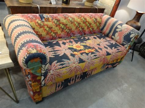 Loveseat Kantha Fabric Sofa Couch - Rare Finds Warehouse