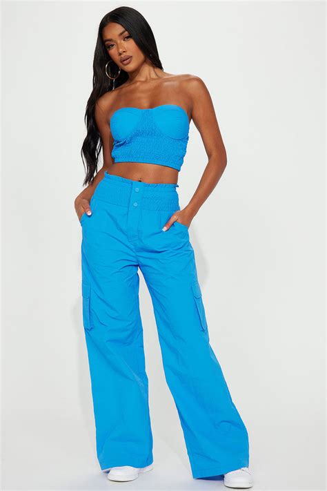 Cool Enough For You Windbreaker Pant Set Blue Fashion Nova