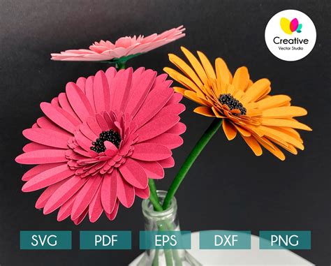 Gerbera SVG Paper Flower Template Creative Vector Studio