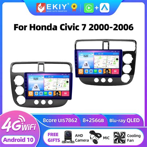 EKIY T7 Android 10 No 2Din Autoradio For Honda Civic 7 2000 2006 GPS