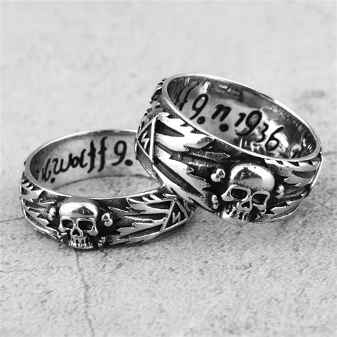 77v Stainless Steel Men Rings Domineering Skull Devil Punk Gothic Hiphop Simple For Biker Male