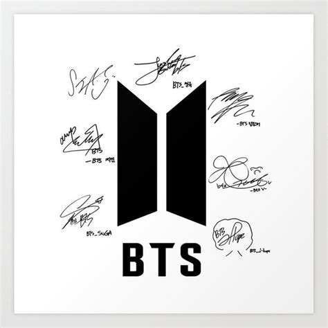 Bts Logo White With Signatures Art Print By Yynnehh Bts Wallpaper