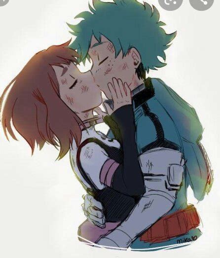 Deku Kissing Uraraka After They Both Done Patrol Deku X Uraraka Anime Amino