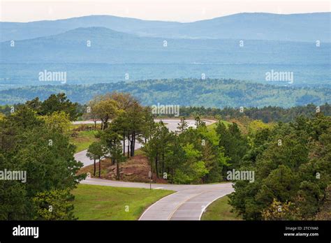 The Winding Road At Talimena Scenic Drive National Scenic Byway Stock