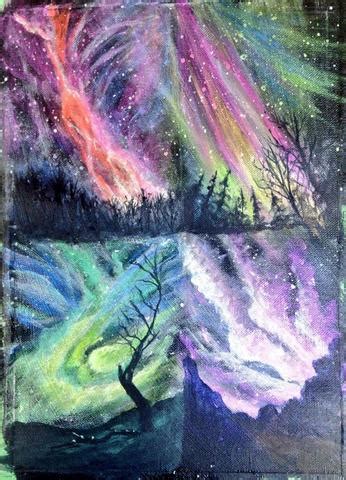 Aurora Borealis Acrylic Painting at PaintingValley.com | Explore ...