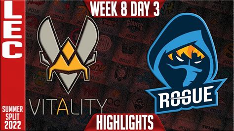 VIT Vs RGE Highlights LEC Summer 2022 W8D3 Team Vitality Vs Rogue