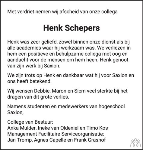 Henk Schepers 10 11 2021 Overlijdensbericht En Condoleances Mensenlinq Nl