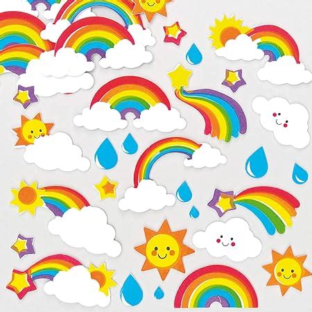 Amazon.com: Blue Panda Rainbow and Sunshine Stickers for Kids (1.5 in ...