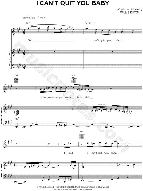 Led Zeppelin I Can T Quit You Baby Sheet Music In A Major