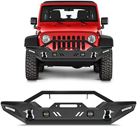 Amazon Cciyu Texture Black Front Bumper With D Ring And Led Lights