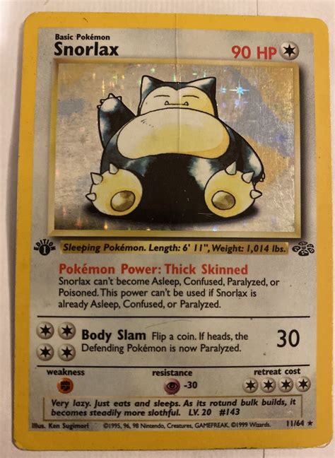 Pok Mon St Edition Jungle Snorlax Holo Rare Ebay