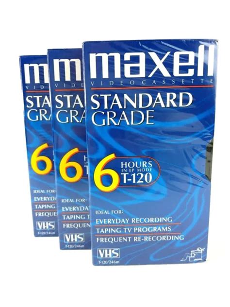 Maxell Vhs Video Cassette Hour Standard Grade T Blank Tapes