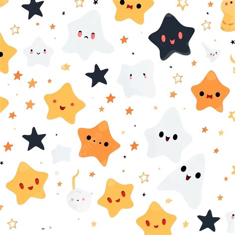 Padrão Perfeito De Halloween Emoji De Fantasmas PNG Estrelas