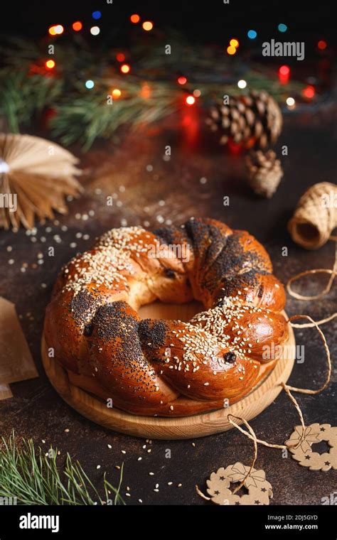 Sweet Bread Wreath Honey Brioche Garland With Dried Berries And Nuts Holiday Recipes Braided