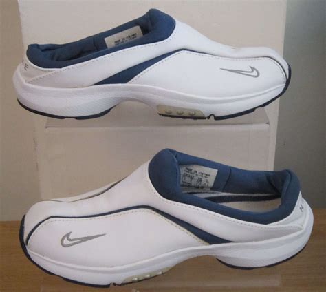 Nike Ladies White And Navy Blue Backless Mule Trainers Uk Size 4 Ebay