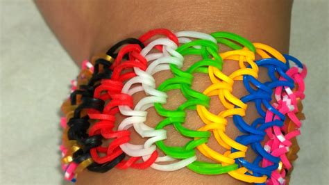 Multicolor Rainbow Loom Dragon Scale Bracelet With Two Forks Without