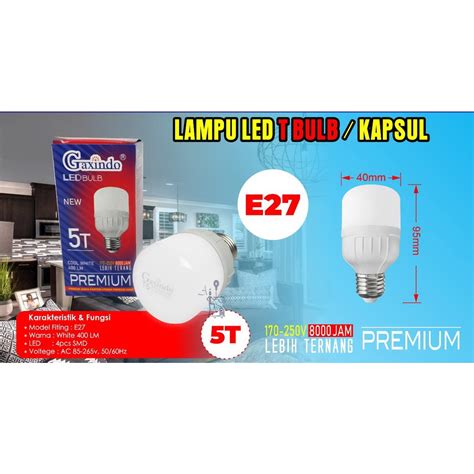 Jual AIO Plastic Lampu Bohlam 5W Lampu LED E27 Lampu Tabung Premium