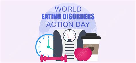 World Eating Disorders Action Day Vector Background Earth Globe Apple Weight Machine