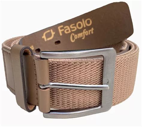 Cinto Couro E Tecido Masculino Fasolo G188221106 Cor Cáqui Tamanho 105