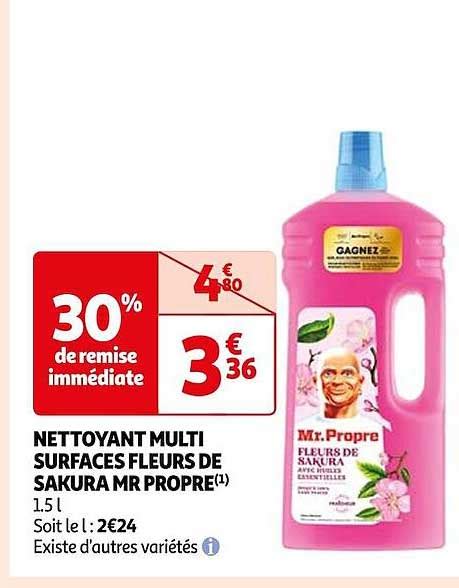 Promo Nettoyant Multi Surfaces Fleurs De Sakura Mr Propre Chez Auchan