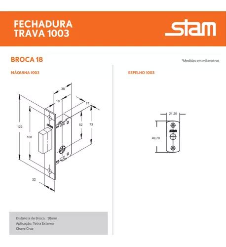 Cerradura Para Puerta Stam Serralheiro TRAVA QUADRUPLA CHAVE TETRA 1003