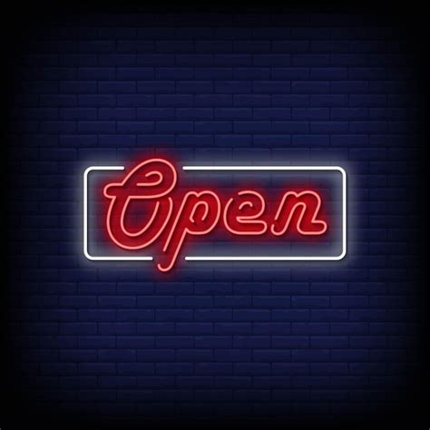 Premium Vector Open Neon Signs Style Text Vector