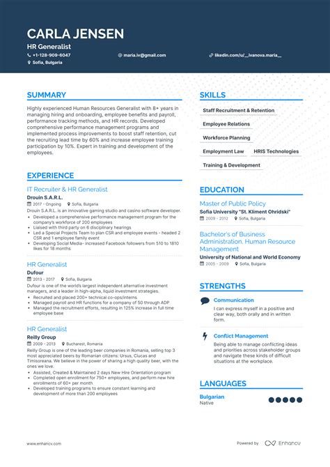 5 Hr Generalist Resume Examples And Guide For 2023