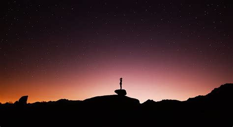 Silhouette Lonely Loneliness Starry Sky Hd Wallpaper Peakpx