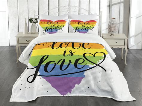 Pride Bedspread Set King Size Lgbt Gay Lesbian Parade Love Is Love