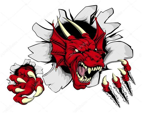 Red Dragon Claw Breakthrough — Stock Vector © Krisdog 123330200