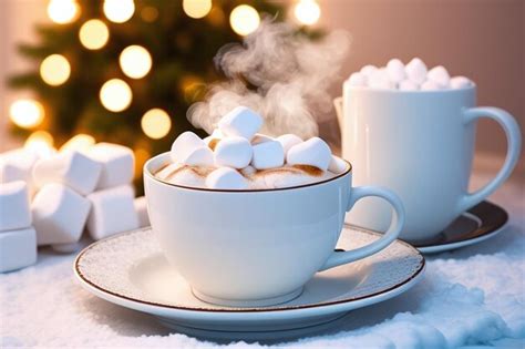 Premium AI Image A Cup Of Hot Chocolate With Marshmallows And A