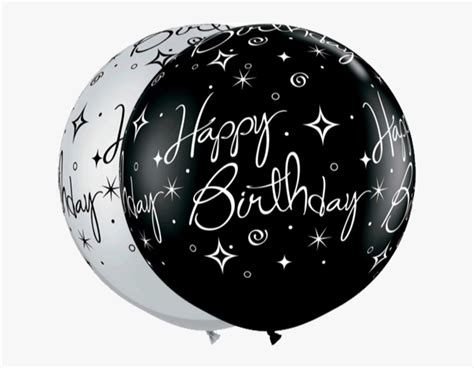 Birthday Sparkles And Swirls Black And White Birthday Balloons Hd Png