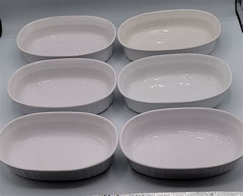 Corning Ware French White Set Of 6 F 15 B 475 Ml Oval Casseroles Ec Ebay