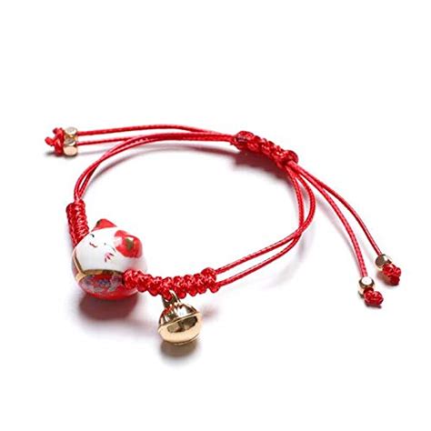 Eatingbiting Feng Shui Lucky Red Ceramics Cat Bracelet Maneki Neko