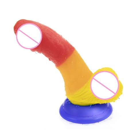 Puede insertar 10 cm Color del arco iris Simulación Sucker Dildo Pene